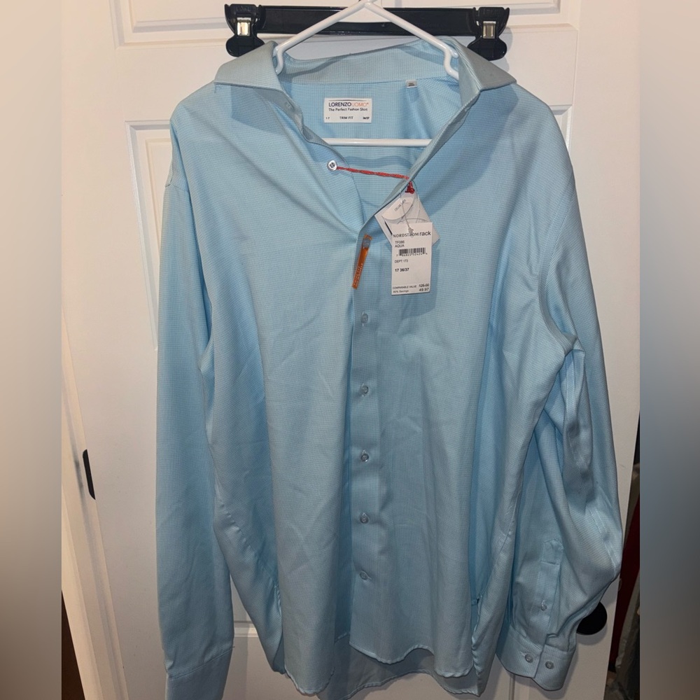 NWT Lorenzo Uomo Men's Light Blue Dress Shirt